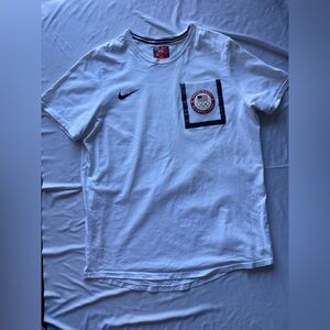 Nike US Olympics Team T-Shirt Mesh Pocket Logo Short Sleeve Size XL White